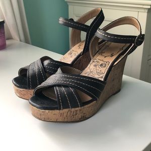 Black Boho Wedges